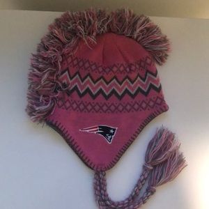 Girls pink/grey Patriots winter hat.